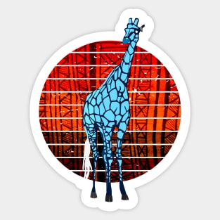 Blue Giraffe and African Sun Sticker